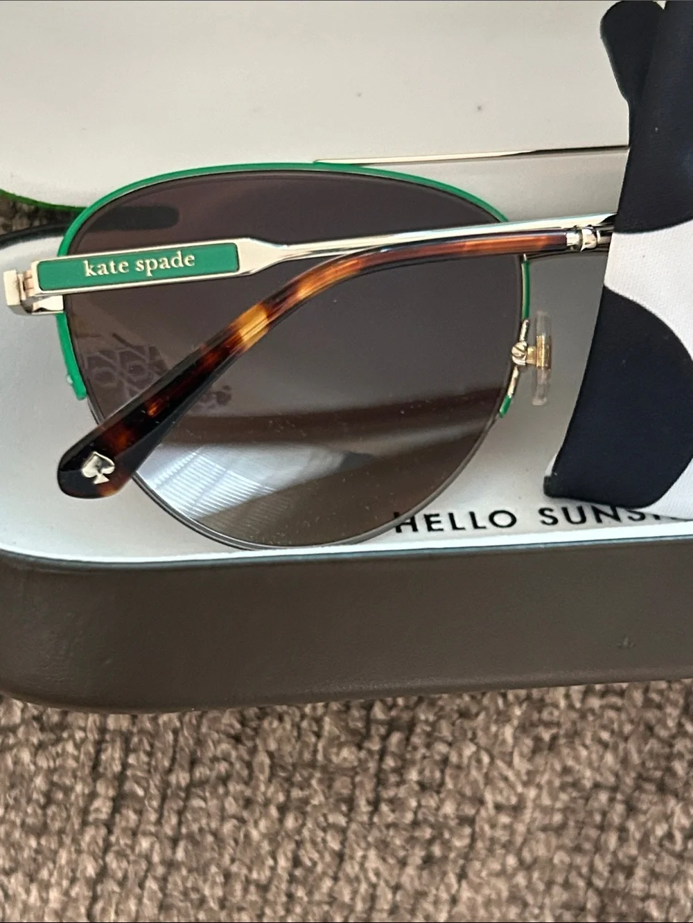 kate spade Gold Aviator Sunglasses with Dark Lenses